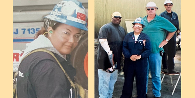 Mayra working at a refinery.